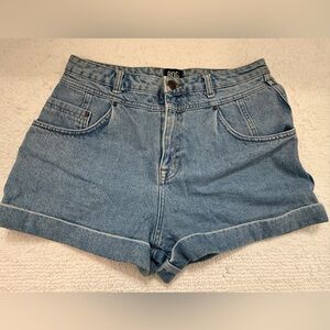 BDG Light Blue High-Rise Denim Shorts with Zipper Fly
